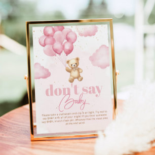 Affiche Ballons roses ours en peluche Ne pas dire jeu de b