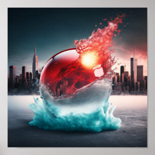 Affiche Ballons rouges en chute