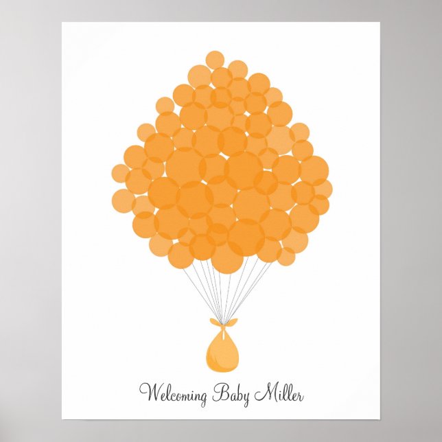 Affiche Ballons Signature bébé - Orange (Devant)