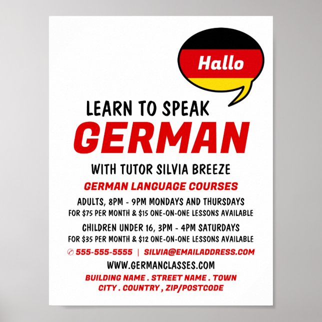 Affiche Ballons vocaux, cours d'allemand (Devant)