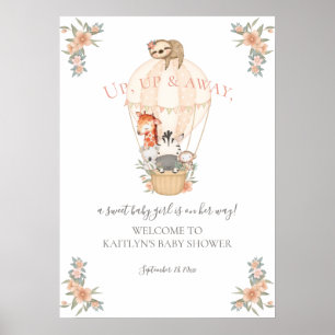 Affiche Balloon à air chaud mignon Animaux Giraffe Sloth Z