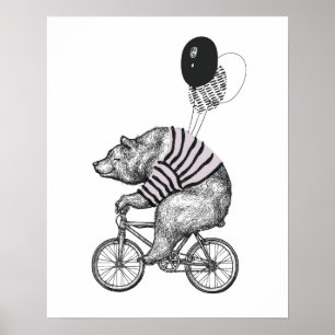 Affiche Balloon Bicycle Bear