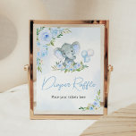 Affiche Balloon Bleu Flore Eléphant Déchets Raffin<br><div class="desc">Faites de votre événement spécial avec ce Baby shower éléphant garçon avec notre joli et mignon Raffle Diaper imprimé avec adorable thème de Baby shower A Little Peanut. Téléchargez,  personnalisez et créez des souvenirs durables avec cette touche parfaite pour votre fête joyeuse ! BS617</div>