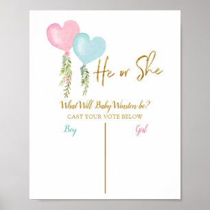 Affiche Balloon Boy or Girl Gender Reveal Vote Board