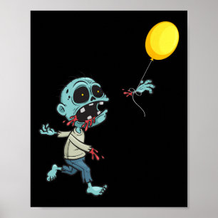 Affiche Balloon d'anniversaire Zombie - Drôle mignon Zombi