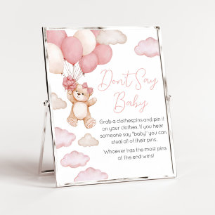 Affiche Balloon d'ours rose Attendre ne pas dire bébé