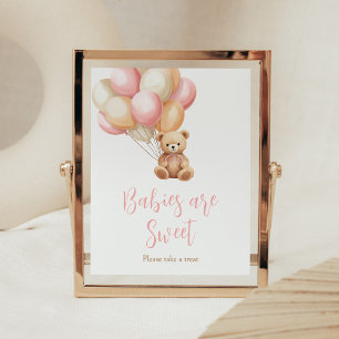 Affiche Balloon rose Boho Bear Bébés sont doux