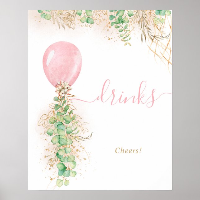 Affiche Balloon rose Eucalyptus Foliage Garland Boissons (Devant)