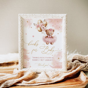 Affiche Balloon rose Teddy Bear Baby Girl Livres pour bébé