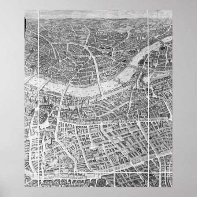 Affiche Balloon View of London, 1851 (Devant)