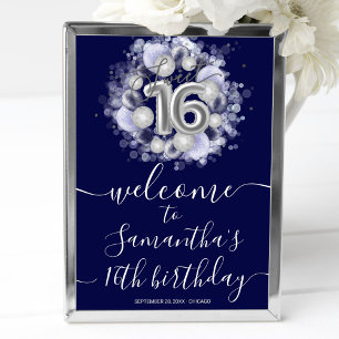 Affiche Balloons Argent Sweet 16 Fête d'anniversaire Panne