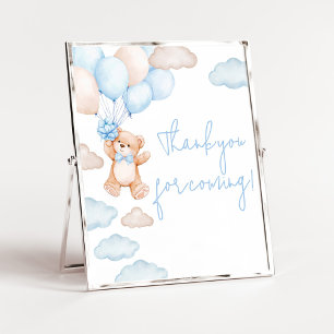 Affiche Balloons Bébé Ours Bleu Remerciements pour votre v