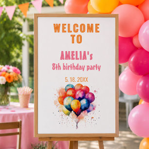 Affiche Balloons Colorés Bienvenue à la fête d'anniversair
