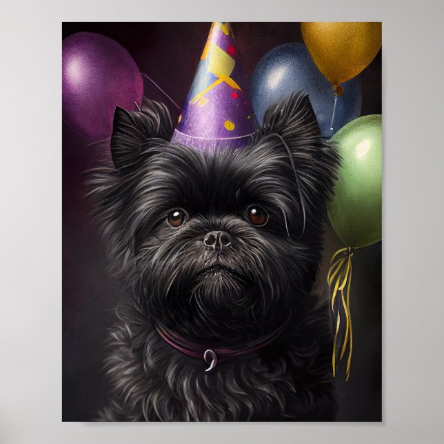 Affiche Balloons d'anniversaire pour chien Affenpinscher (Devant)