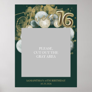 Affiche Balloons de fête d'anniversaire Gold Sweet 16 Prop