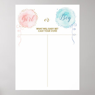 Affiche Balloons Faites votre vote, bébé ou garçon