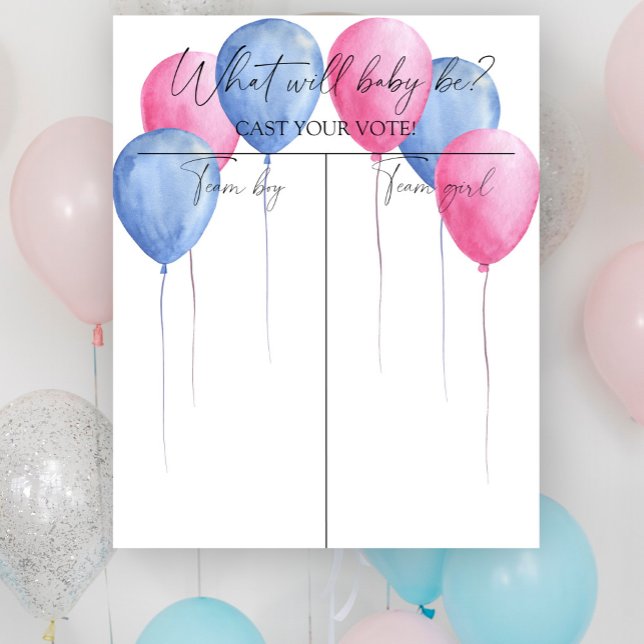 Affiche Balloons Genre révéler Organigramme garçon ou fill (Créateur téléchargé)