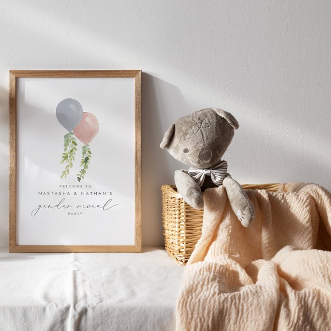 Affiche Balloons rose et bleu Révélation de genre Bienvenu (Créateur téléchargé)