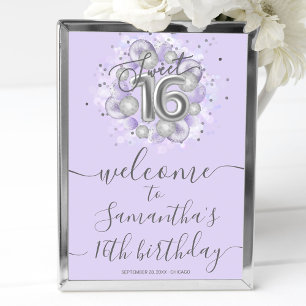 Affiche Balloons Silver Sweet 16 Panneau de Bienvenue Lava