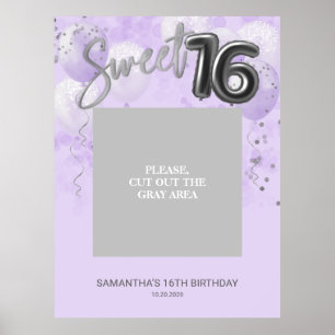 Affiche Balloons Silver Sweet 16 Photo Prop Bleu Poussiére