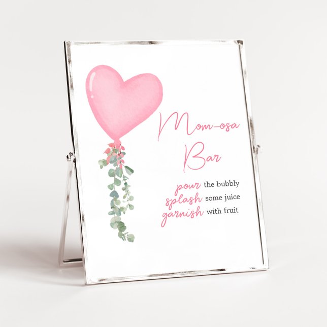 Affiche Ballotte rose Valentine Maman Osa Bar (A Little Sweetheart Balloon Baby Shower Mom Osa Bar Sign)