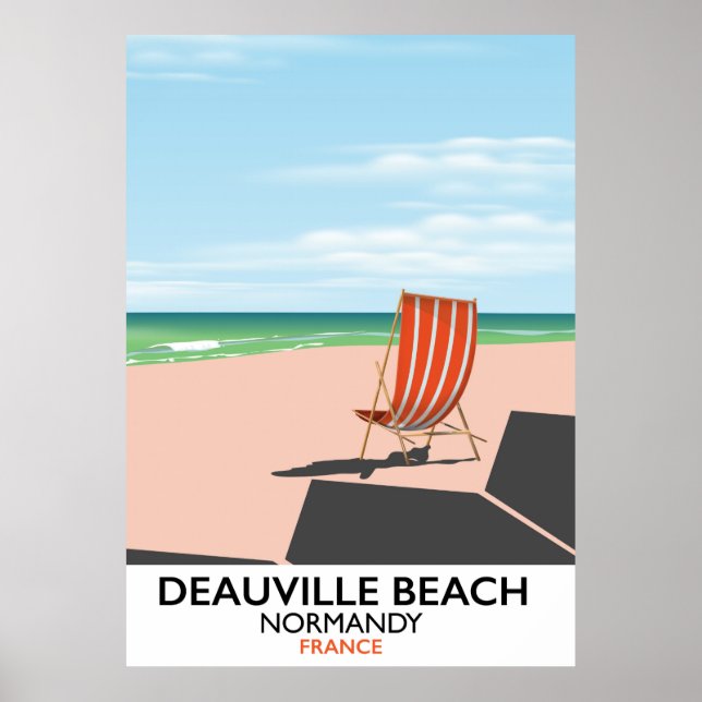 Affiche balnéaire de Deauville Beach france. (Devant)