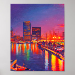 Affiche Baltimore Inner Harbor at Night