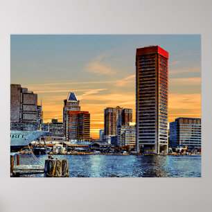 Affiche Baltimore Inner Harbour Skyline à Dawn