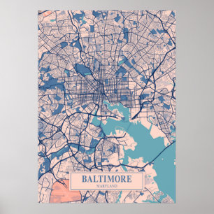 Affiche Baltimore - Maryland Breezy City Map