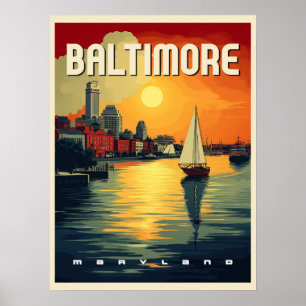 Affiche Baltimore Retro Travel