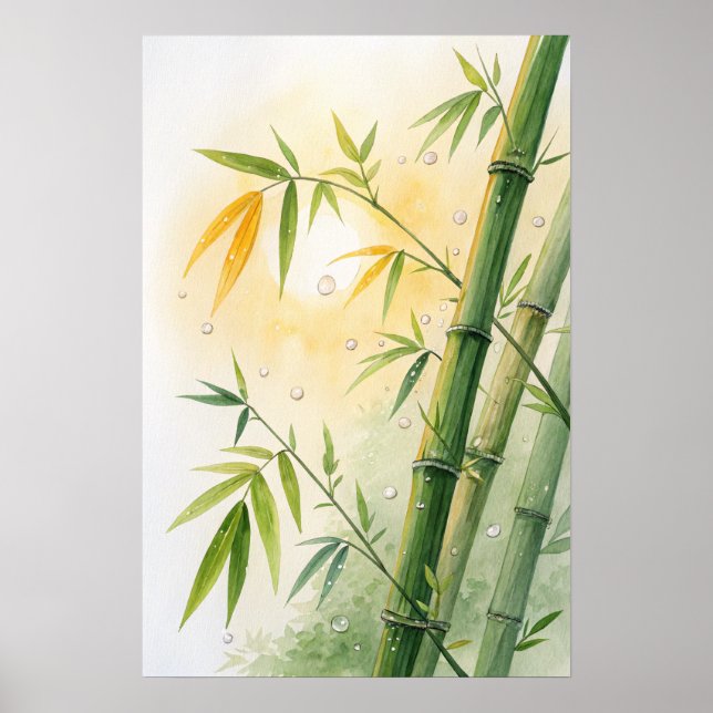 Affiche Bamboo Stalks Golden Leaves (Devant)