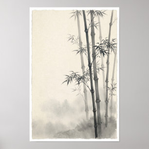 Affiche Bambou dans la Brume Zen Minimaliste à l