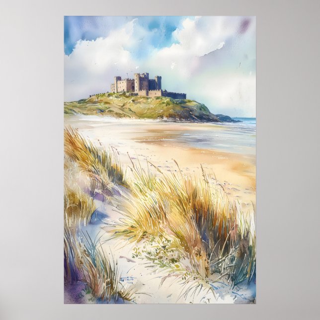 Affiche Bamburgh Aquarelle 1 (Devant)