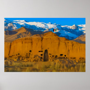 Affiche Bamyan, Afghanistan - Vallée de la falaise du Boud