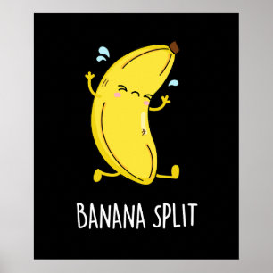 Affiche Banana Split Funny Dancing Banana Pun (Dark BG)