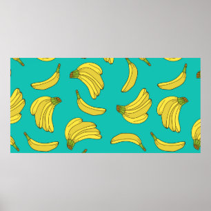 Affiche Bananas hand drawn seamless pattern. Sketch illust