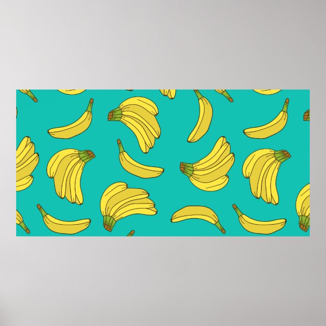 Affiche Bananas hand drawn seamless pattern. Sketch illust (Devant)