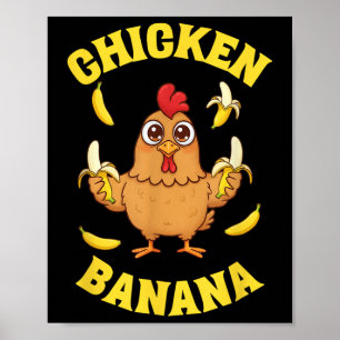 Affiche Banane de poulet amusant