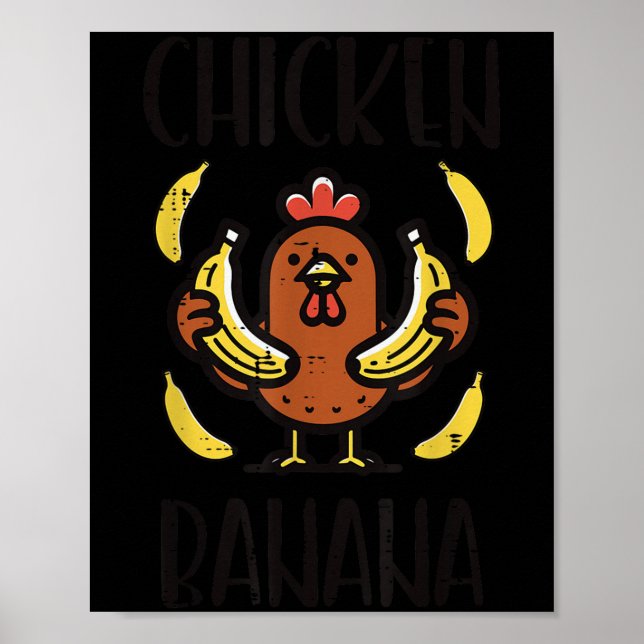Affiche Banane de poulet mignonne Chanson Danse Fruit Enfa (Devant)