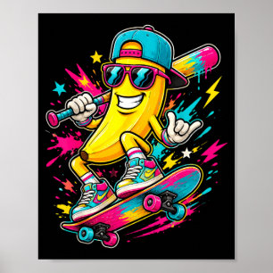 Affiche Banane glace drôle goutte enfants jeunes garçons f
