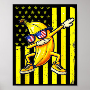 Affiche Banane Graphique Drapeau Américain Rétro Faisant l