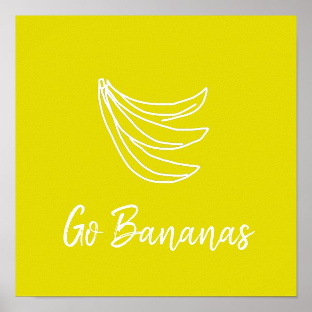 Affiche Banane heureuse jaune funky (Devant)