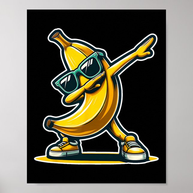 Affiche Banane mignonne aux lunettes de soleil danse chemi (Devant)