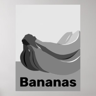 Affiche Banane noire et blanche classique