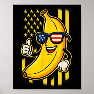 Affiche Banane Patriotique Drôle Lunettes de Soleil Drapea