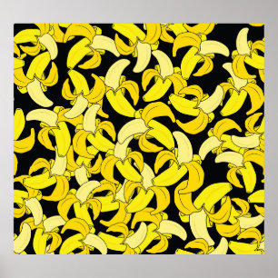 Affiche Bananes jaunes vintages : Arrière - plan noir