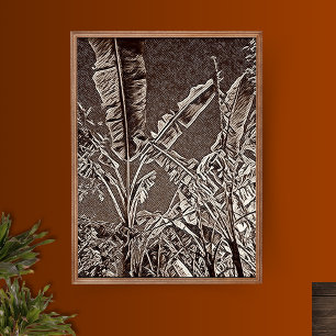 Affiche Bananiers tropicaux Noir et Blanc Imprimer
