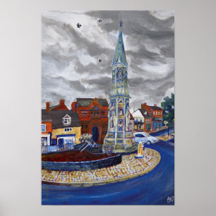 Affiche Banbury Cross, Oxfordshire Art original coloré