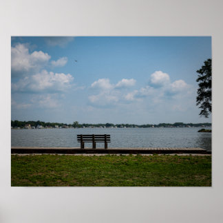 Affiche Banc au bord du lac