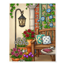 Banc de jardin cosy artistique